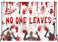 No One Leaves Halloween Wall Backdrop - White Brick Pattern, 8x6ft - Variation of THIS listing