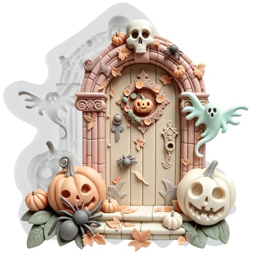 Halloween Tombstone Haunted Door Silicone Fondant Mold - Variation X