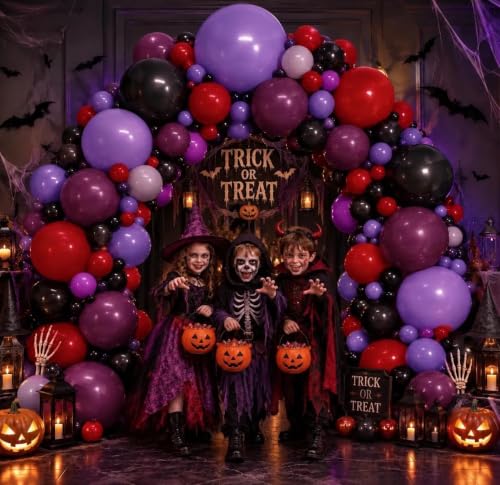 Halloween Balloon Arch Kit - Dark Purple Black Red Plum Lavender Spider - Variation of THIS listing