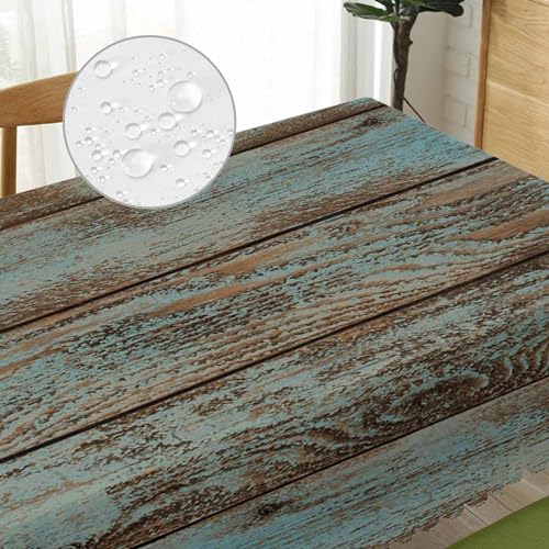 70 x 52 Inch Rustic Barn Wood Tablecloth for Indoor and Outdoor Dining - Washable, Non-Fading, Elegant Butterfly Edges