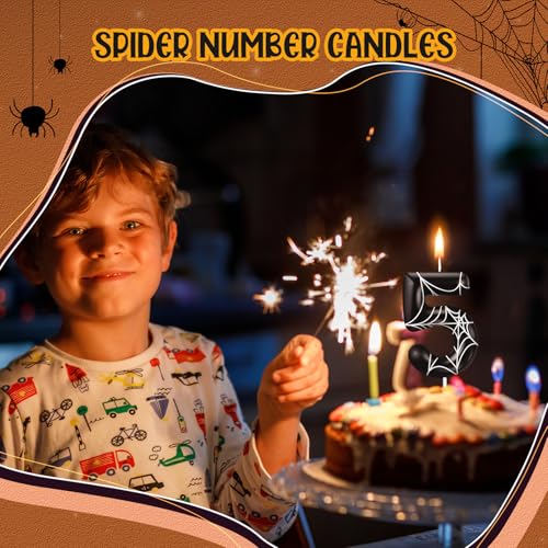 Halloween Spider Number Candle - 5 - Cake Topper for Spooky Birthday & Party Decor