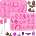 Halloween Silicone Mould 2pcs 3D Chocolate & Candy Gummy Molds - Skull Pumpkin Bat