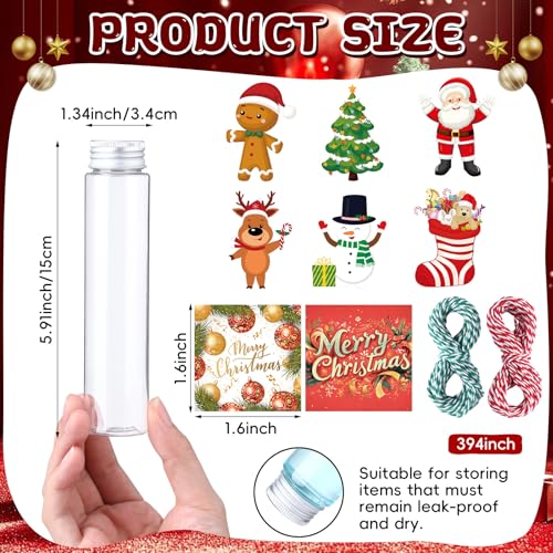 Christmas Candy Tubes Set with Lids - 24 Count, 150x34mm, Holiday Gift Packaging