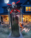 6FT Life-Size Animated Halloween Skeleton Ghosts Outdoor Decor with Sound & Glow
