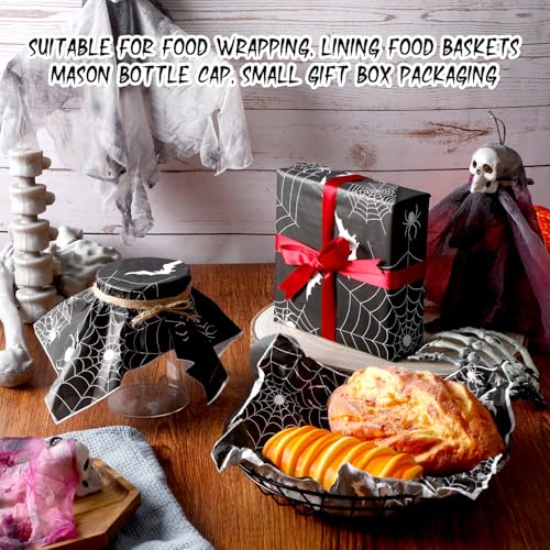 Halloween Wax Paper Spider Web Wraps - Black & White, 100 Sheets