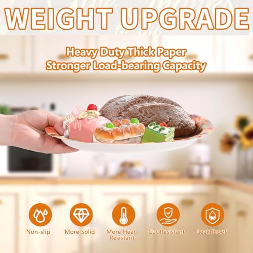 Wooden Oval Plate - 50 Pcs Fall Thanksgiving Sunflower Pumpkin Leaves Party Plates