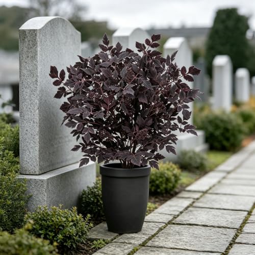 Fall Floral Stems - Deep Purple Artificial Cimicifuga Foliage for Halloween & Thanksgiving Decor - 30 Inch, 2 Pack