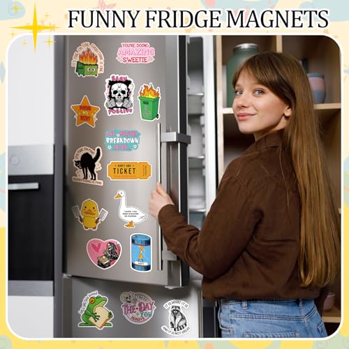 Funny Refrigerator Magnets Set - 24 Quirky Cute Kitchen Decor Gifts