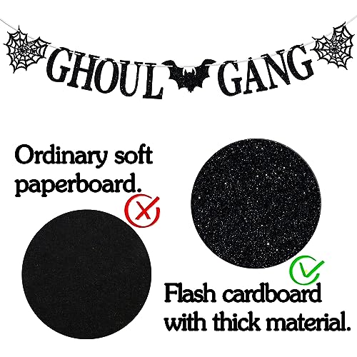 Halloween Banner - Ghoul Gang Horror Party Decorations, Reusable Glitter Sign