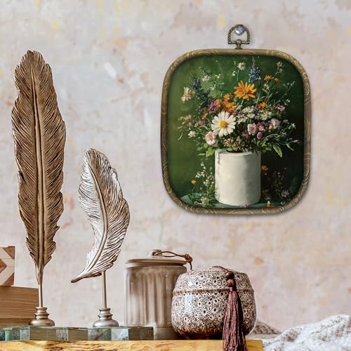 KSDUT Bathroom Wall Art Decor - Retro Dark Green Botanical Canvas Frame - Bath-9
