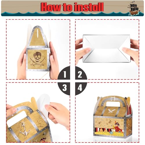 Pirate Party Table Cover & Candy Box Set - 2 Tablecloths & 12 Gift Boxes