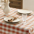Romanstile Fall Gingham Tassel Tablecloth Rectangle - 60 x 84 Inch - Orange Plaid