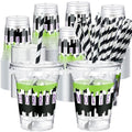 Halloween Cups with Lids & Straws - Horror / Black - 50 Pack, 12 oz