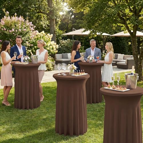 ArtSocket Brown 32x43 Inch Ruffle Skirt Cocktail Table Cover 2-Pack
