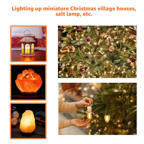 Christmas Village Lights Accessory Cord with 1 LED Bulb & Clips