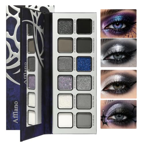 Goth Smokey Eyeshadow Palette - Black, Grey, Silver, Glitter & Matte Shades - Variation of THIS listing