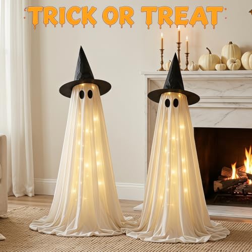 Lighted Ghost Halloween Decorations Set - Indoor & Outdoor Spooky Yard Decor