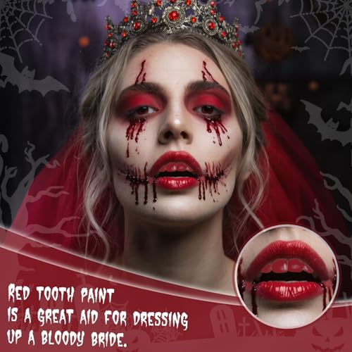 Professional Halloween Red Tooth Paint for SFX Makeup - Safe & Non-Toxic