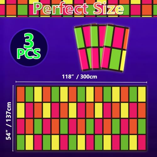 Disposable Neon Glow-in-The-Dark Dance Floor Runners - 3 Pack