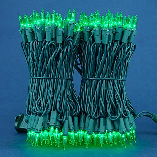 Green Christmas String Lights 200 LED 2 Pack - 25 ft UL Certified Outdoor Indoor