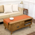 Pure Linen Pumpkin Table Runner 14x48 Inch - Handmade, Classic Hemstitch, Medium Size