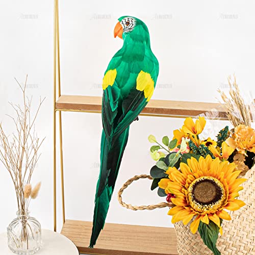 Artificial Green Parrot Decoration - 17.7 Inch Lifelike Bird for Christmas & Garden