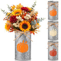 Thanksgiving Fall Pumpkin Vase Set - Rustic Metal Centerpieces, 3 Pieces, Iron Color