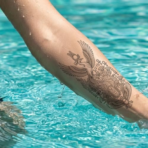 Ancient Egyptian Temporary Tattoos for Men Women - 10 Sheets, Realistic, Waterproof, Long-lasting