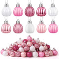 Pink Fall Pumpkin Ornaments Set of 36 - Glitter, Matte & Glossy Styles