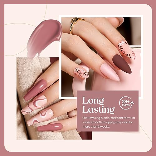 Nude Gel Nail Polish Set - Mixed Finishes | Pink & Neutral Shades, 6 Colors