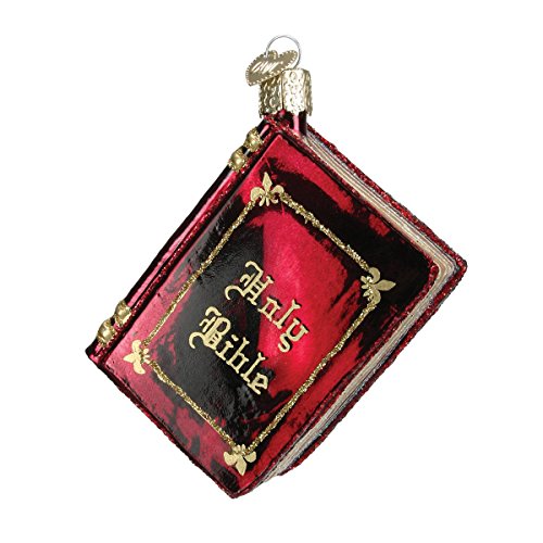 Red Bible Glass Blown Ornament for Christmas Tree Religious Holiday Decoration
