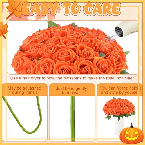 Artificial Orange Velvet Flowers Bouquet - 36 Pcs for Wedding & Decor - Variation of THIS listing