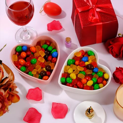Red Heart Shaped Ceramic Bowl for Valentines Day, Date Night & Gift, 5.7 Inch