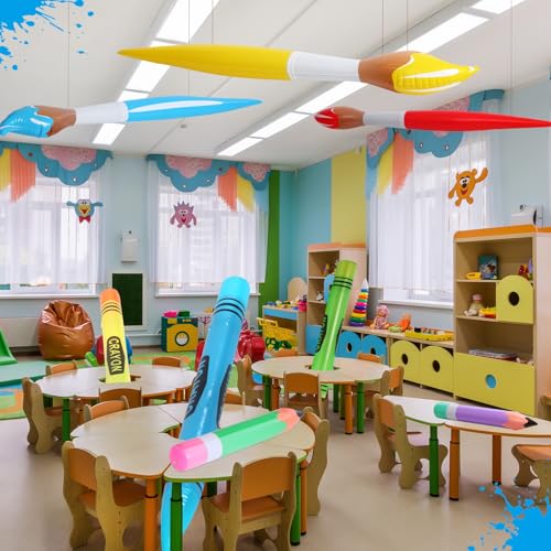 Inflatable Art Supplies Set - Large Crayons, Paintbrushes & Pencils - Bright Color 12pcs