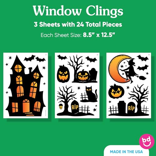 Halloween Haunted House Window Clings - Reusable Static Decals for Kids & Home Decor
