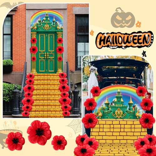 Halloween Green Castle Door Cover & Yellow Brick Floor Runner Set