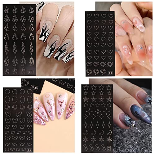 Black 10 Sheets Airbrush Nail Stencils for Nail Art & Manicure DIY