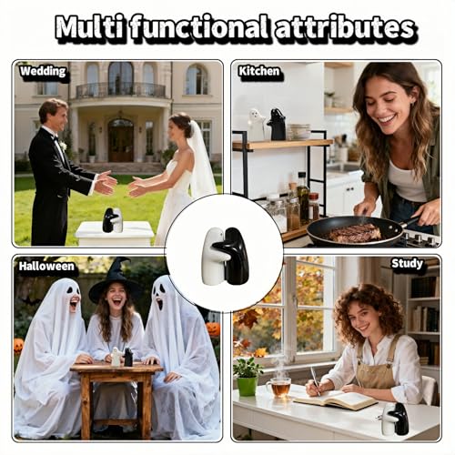 Ceramic Ghost Salt and Pepper Shakers - Black & White Hugging Couple, Wedding Gift, 1.5 x 1.0 x 0.8 cm – Halloween & Kitchen Decor