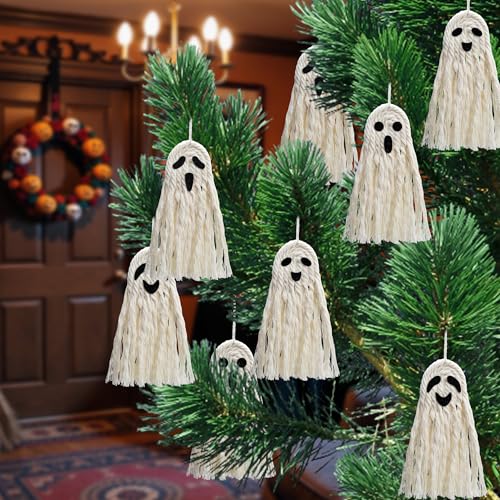 12 Pcs Halloween Boho Ghost Macrame Decorations - Small Edition