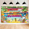 Large Summer Halloween Party Banner - Tropical Skeleton Photo Backdrop 72x43 Inches