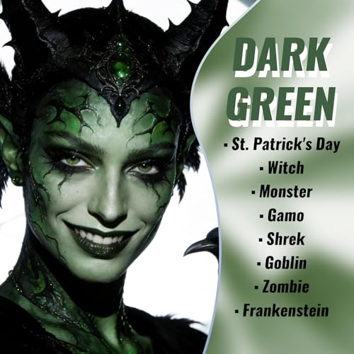 Dark Green Water-Based Face & Body Paint - Flexible, Vivid, Vegan Cosmetic