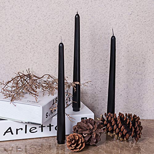 Black Taper Candles for Halloween - 10 Inch, Pack of 4, Long Burn Time