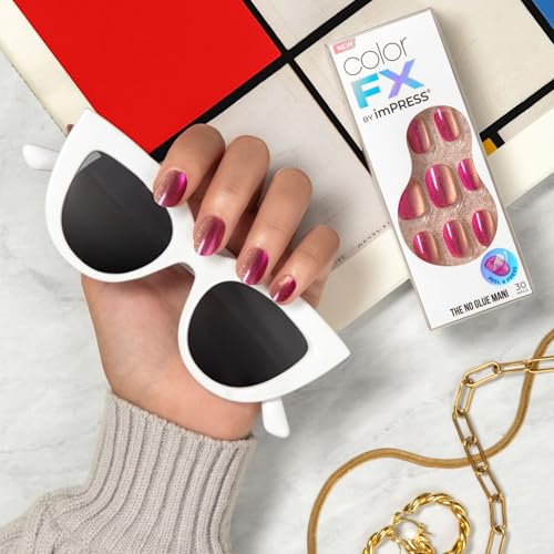 Walk Out Press On Nails Kit - Pink Short Oval Pearlescent False Nails with Improved Adhesive