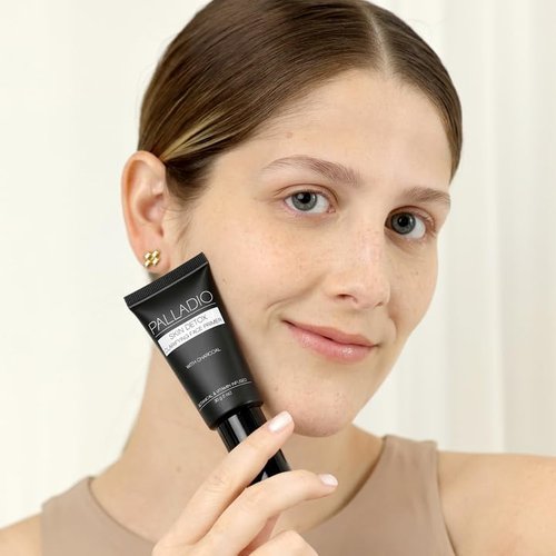 Palladio Skin Detox Clarifying Face Primer - Charcoal Infused for Smooth Makeup Base | 1 Ounce