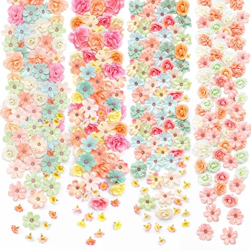 Mini Artificial Flowers Heads Set - Pastel Color & Elegant Style - 120 Pcs