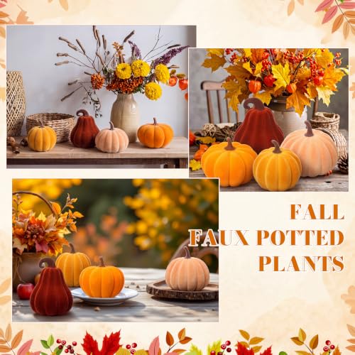 Fall Pumpkin Decor Set - Velvet Resin 3D Pumpkins for Indoor Autumn & Thanksgiving