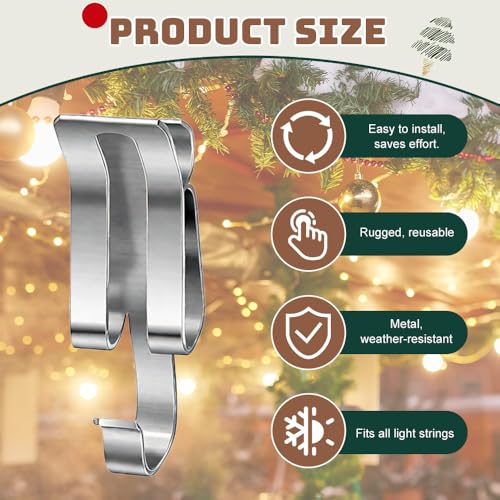 30 Pack Outdoor Christmas & Halloween Light Clips Metal Gutter Hooks