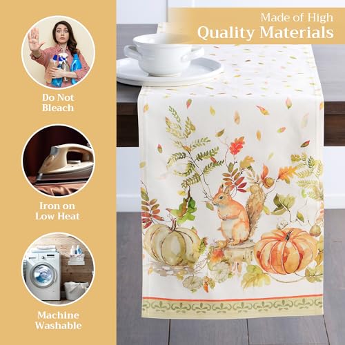 Pumpkin Passion Double Layer Cotton Table Runner 14.5 x 108 Inches - Fall & Holiday Decor