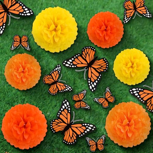 Day of the Dead Paper Flower & Butterfly Decorations - 24 Pcs