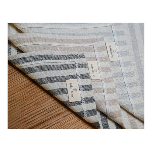 Beige Cotton Table Runner - Reusable Thanksgiving Dining Decor, Set of 4